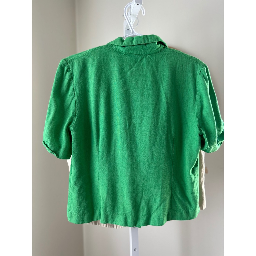 Laura Scott Green Short Sleeve Linen Blend Blazer Vintage Size 8, Casual - Picture 2 of 5